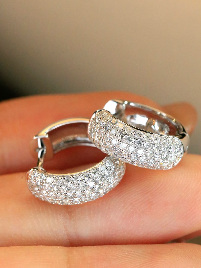 14k Gold 0.85 Ct Natural H Diamond Earrings - 5