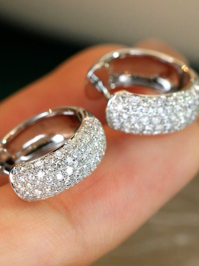 14k Gold 0.85 Ct Natural H Diamond Earrings - 6