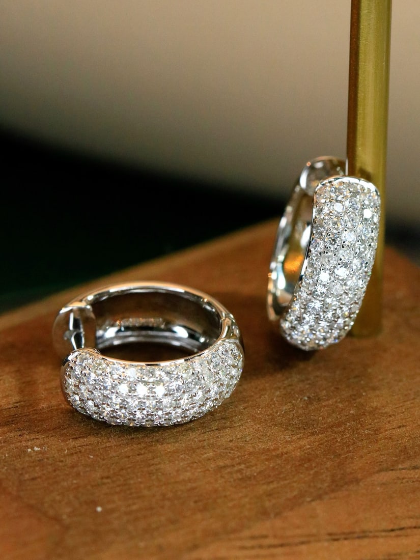 14k Gold 0.85 Ct Natural H Diamond Earrings - 7