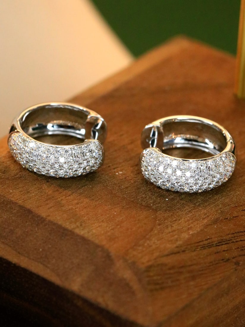 14k Gold 0.85 Ct Natural H Diamond Earrings - 8