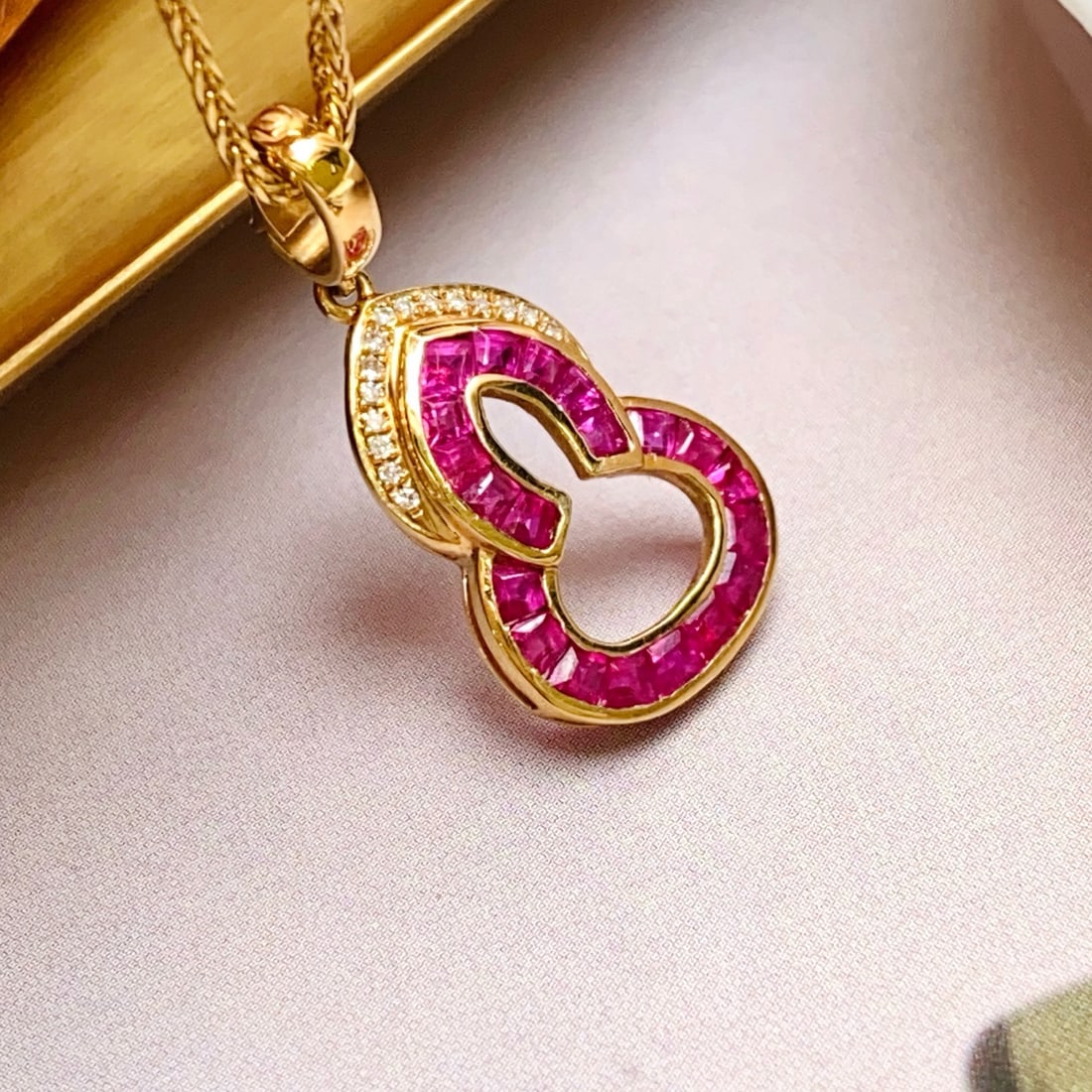 14k Gold 1.40 Ct Natural Ruby & Diamond Pendant( Without Chain ) - 6