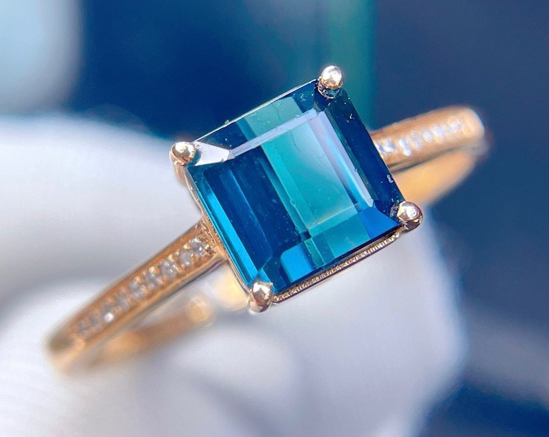 14k Gold 2.45 Ct Natural Tourmaline & Diamond Ring - 2
