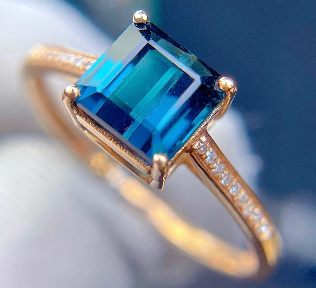 14k Gold 2.45 Ct Natural Tourmaline & Diamond Ring - 5