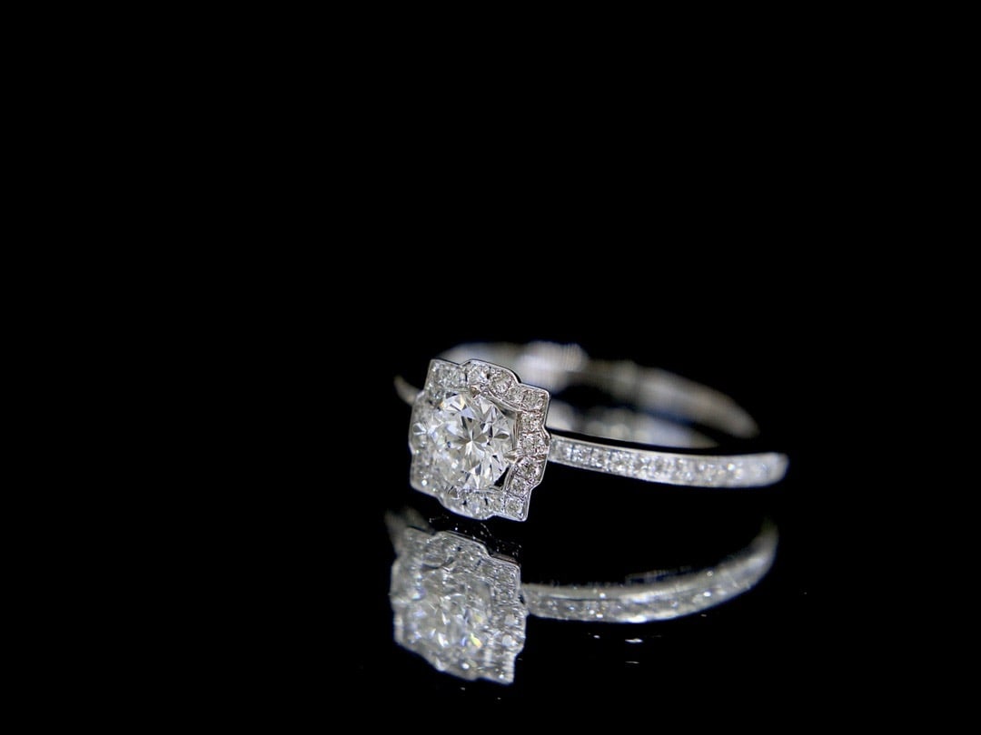 Gia Certified 14k Gold 0.45 Ctw Natural F Si1 3ex Round Diamond Ring - 3