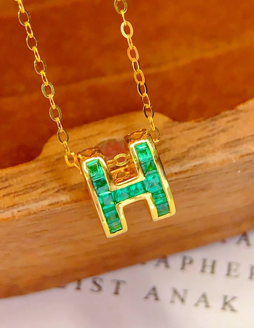 14k Gold 1 Ct Natural Emerald Necklace - 3