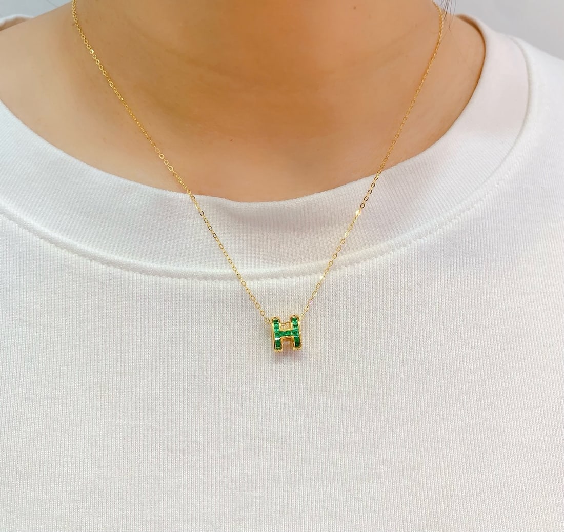 14k Gold 1 Ct Natural Emerald Necklace - 6