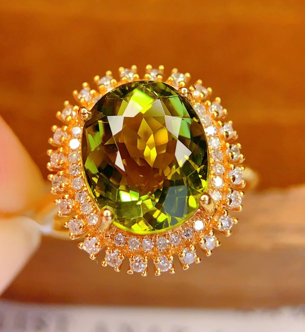 14k Gold 4.5 Ct Natural Tourmaline & Diamond Ring - 4