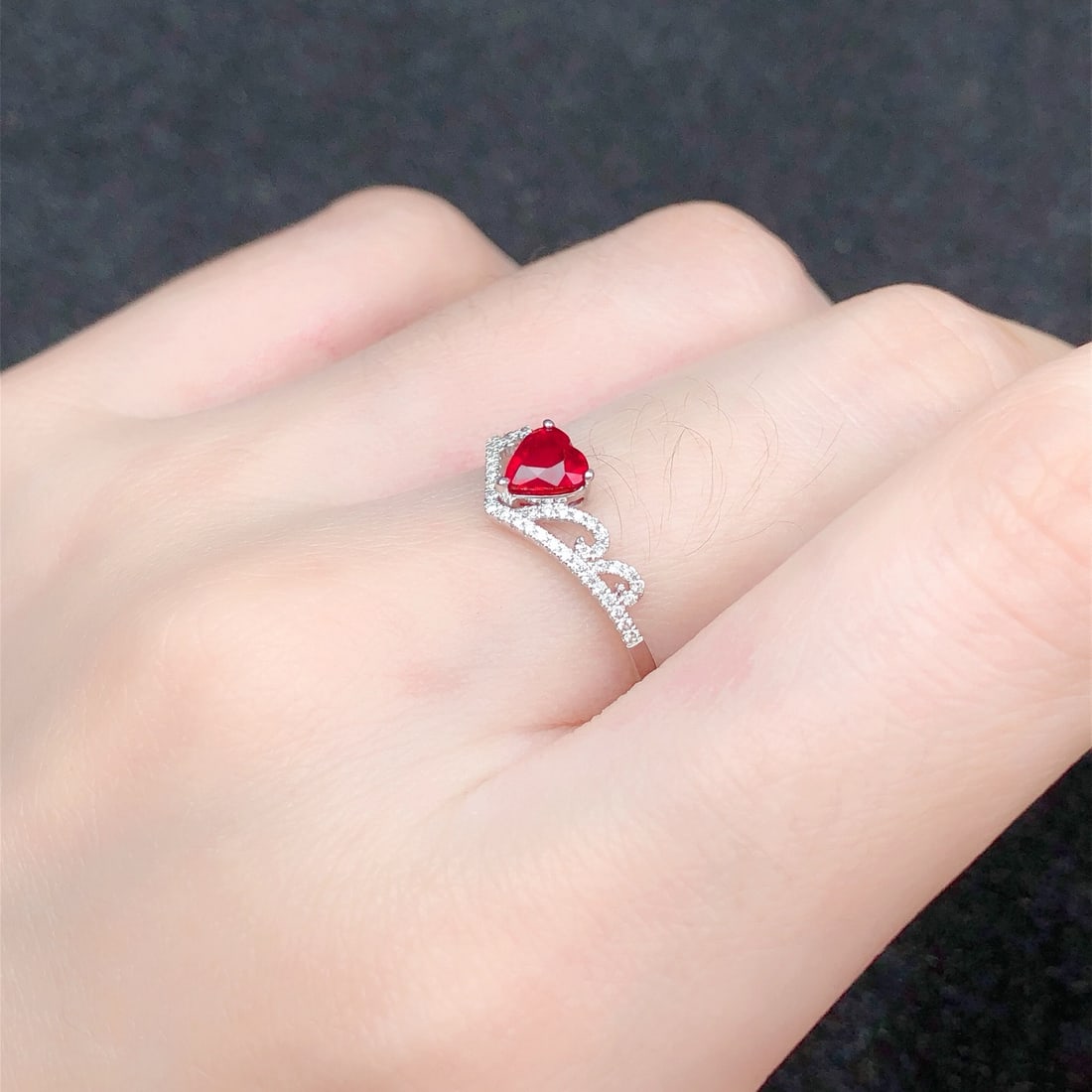 14k Gold 0.75 Ctw Natural Ruby & Diamond Ring - 7