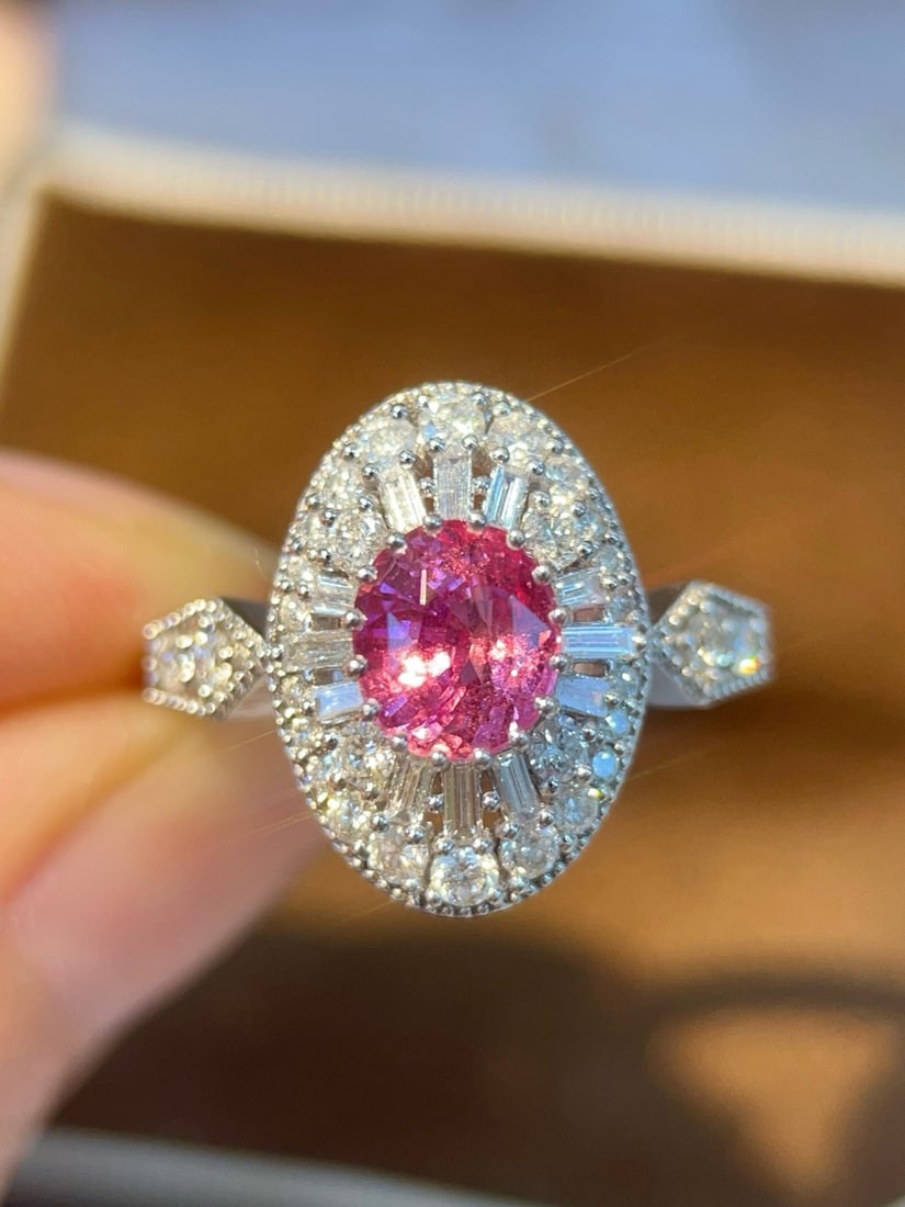 14k Gold 1.96 Ctw Natural Padparadscha Sapphire & Diamond Ring - 3