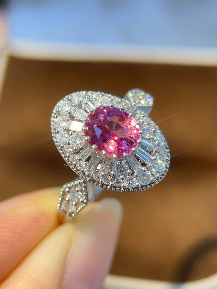 14k Gold 1.96 Ctw Natural Padparadscha Sapphire & Diamond Ring - 5