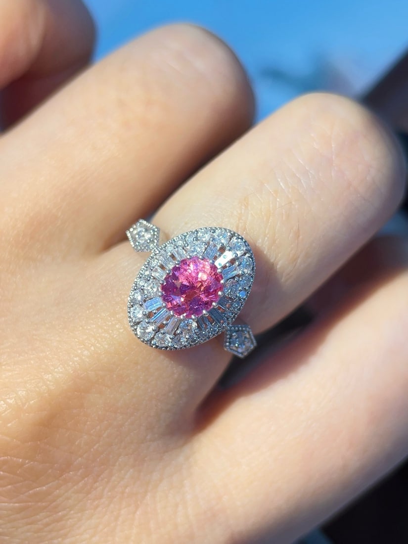 14k Gold 1.96 Ctw Natural Padparadscha Sapphire & Diamond Ring - 6