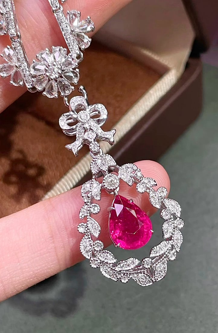 14k Gold 2.02 Ctw Natural Tourmaline & Diamond Pendant( Without Chain ) - 2