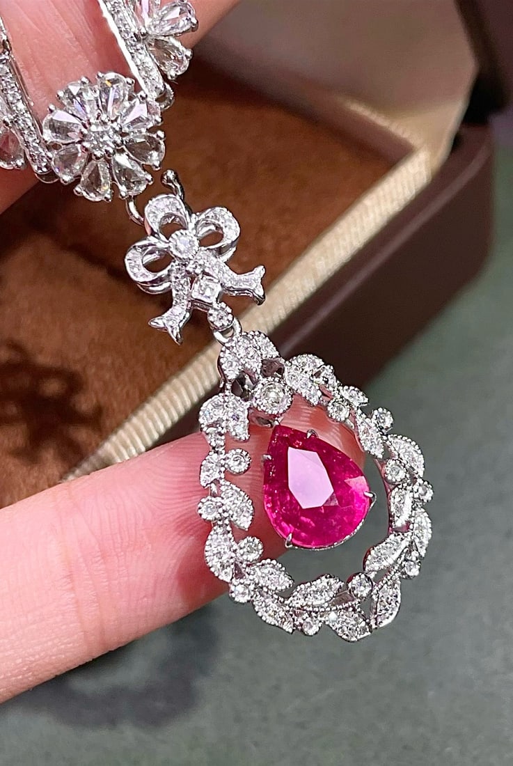 14k Gold 2.02 Ctw Natural Tourmaline & Diamond Pendant( Without Chain ) - 3