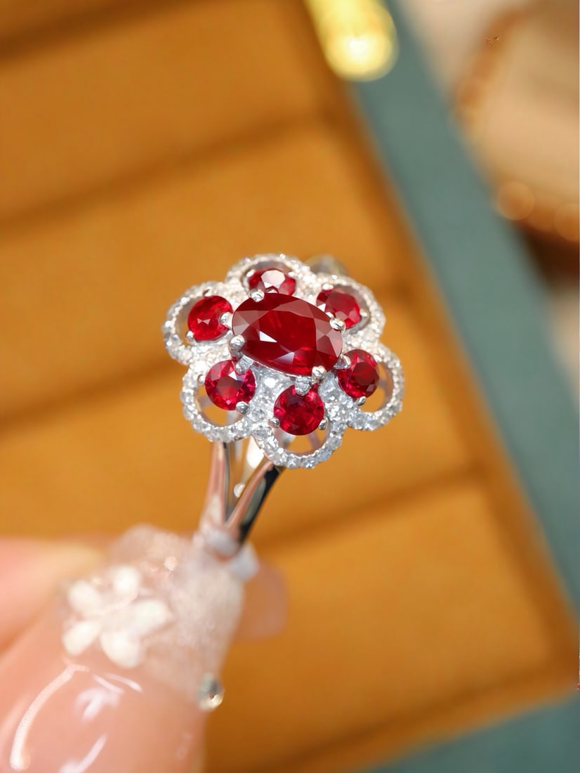 14k Gold 1.01 Ctw Vivid Red Natural Ruby & Ruby Ring - 2