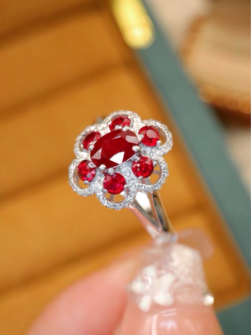 14k Gold 1.01 Ctw Vivid Red Natural Ruby & Ruby Ring - 3