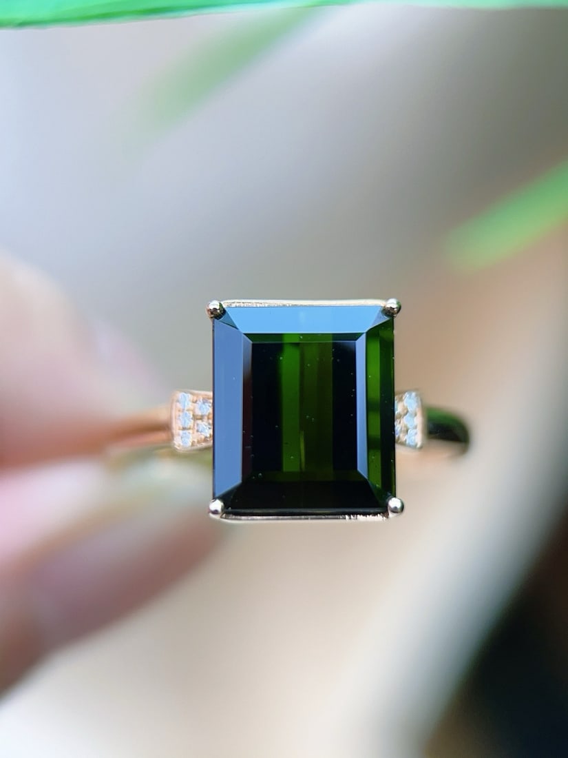 14k Gold 4.53 Ctw Natural Tourmaline & Diamond Ring - 2