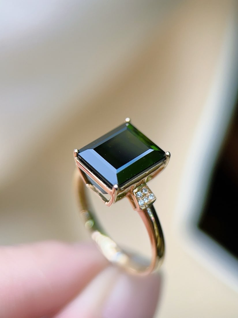 14k Gold 4.53 Ctw Natural Tourmaline & Diamond Ring - 4