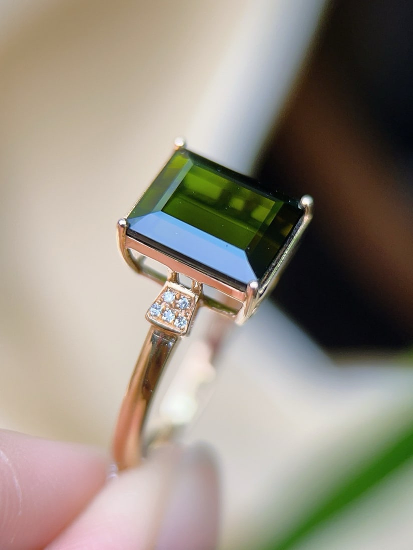 14k Gold 4.53 Ctw Natural Tourmaline & Diamond Ring - 5
