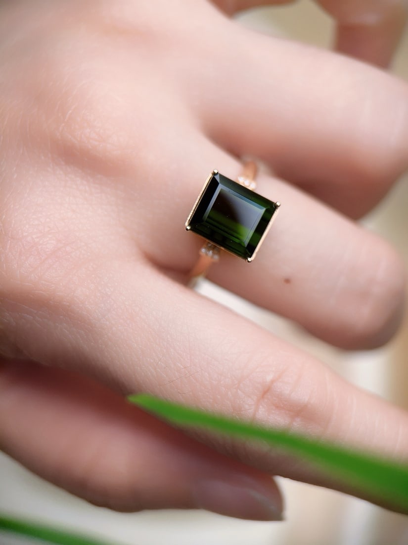 14k Gold 4.53 Ctw Natural Tourmaline & Diamond Ring - 6