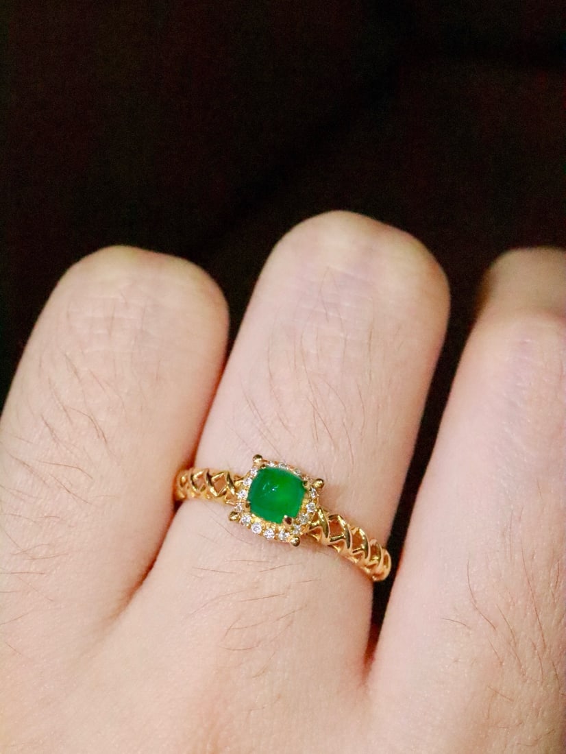 14k Gold 0.46 Ctw Natural Emerald & Diamond Ring - 5