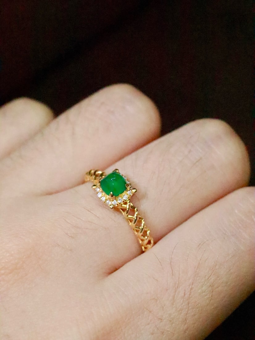 14k Gold 0.46 Ctw Natural Emerald & Diamond Ring - 6