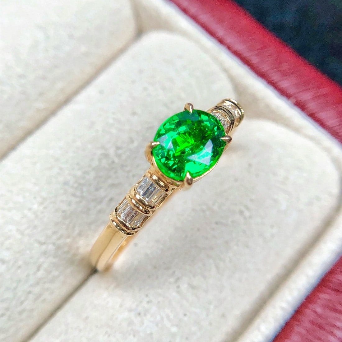 14k Gold 1.13 Ctw Natural Tsavorite & Diamond Ring - 2