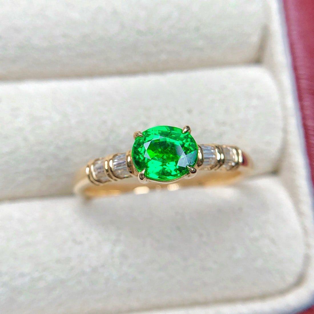14k Gold 1.13 Ctw Natural Tsavorite & Diamond Ring - 3