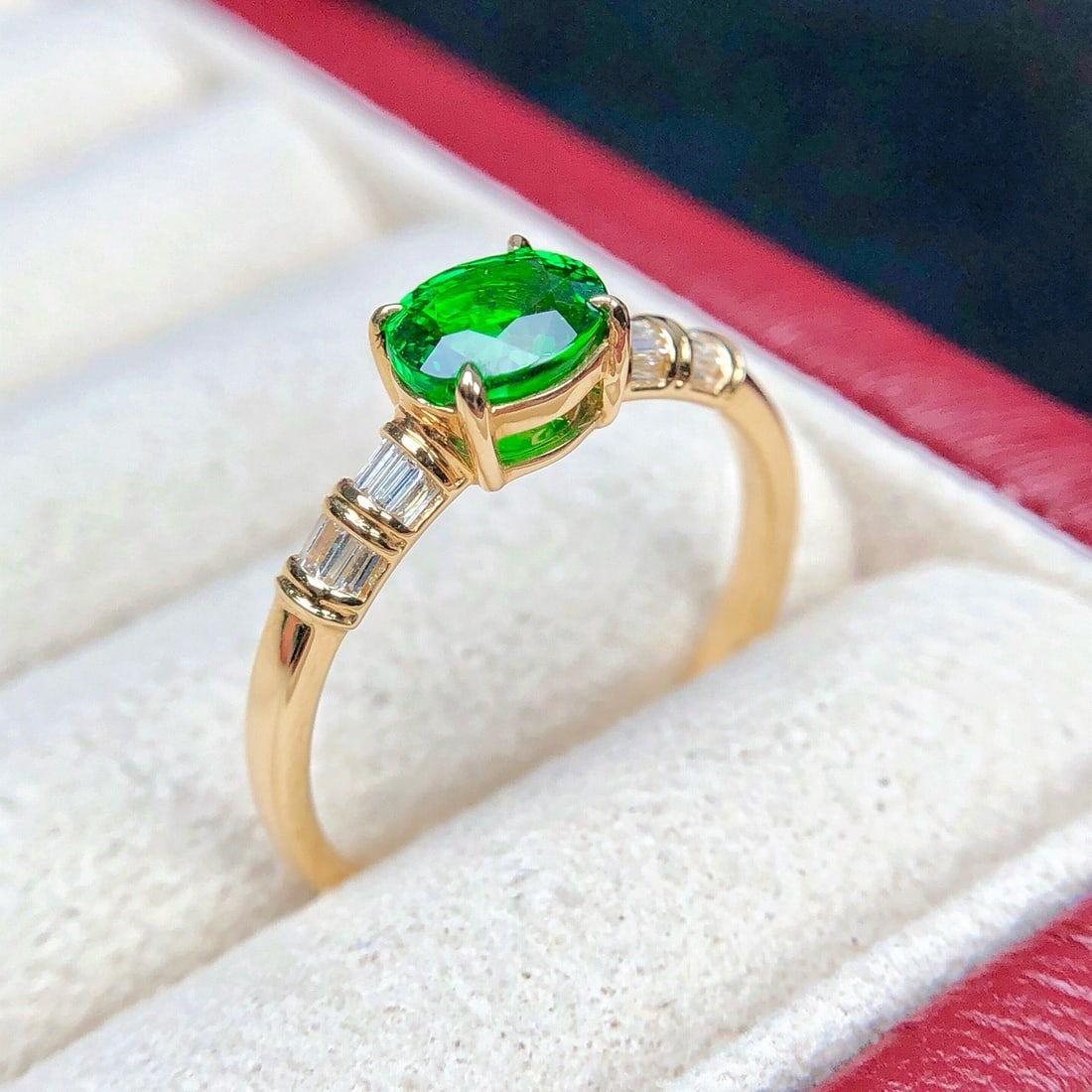 14k Gold 1.13 Ctw Natural Tsavorite & Diamond Ring - 4