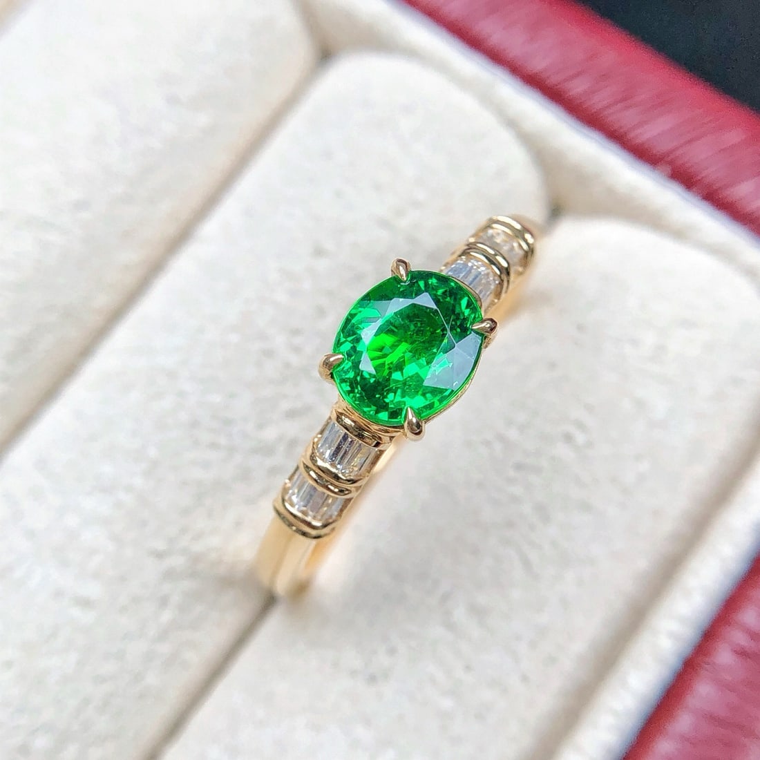 14k Gold 1.13 Ctw Natural Tsavorite & Diamond Ring - 6