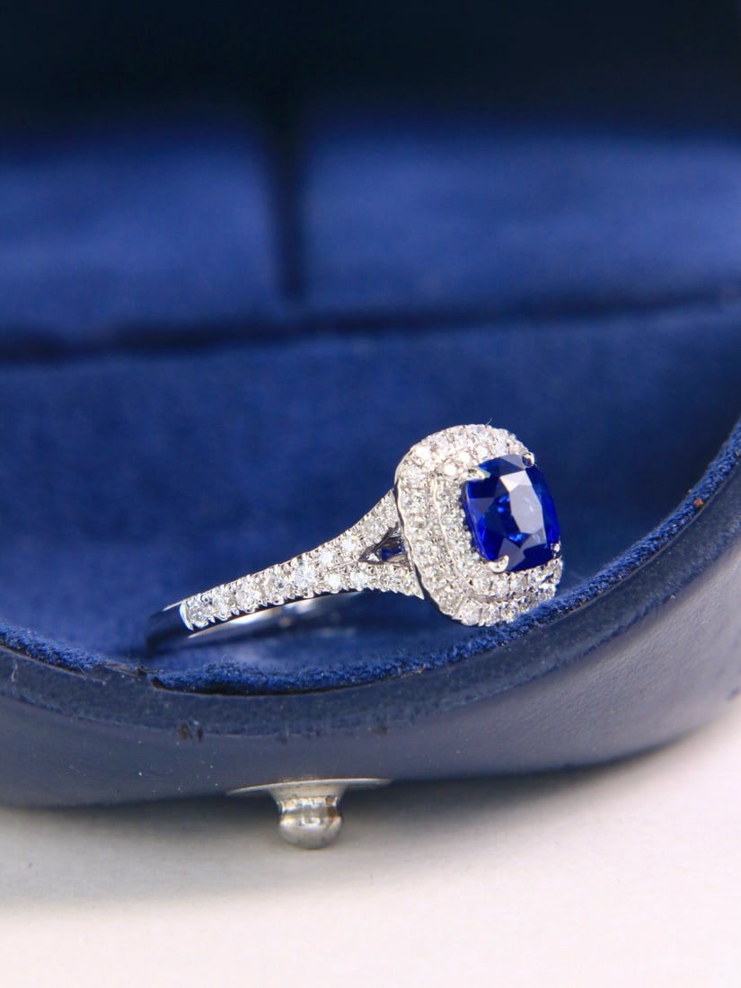 14k Gold 1.55 Ctw Natural Sapphire & Diamond Ring - 2