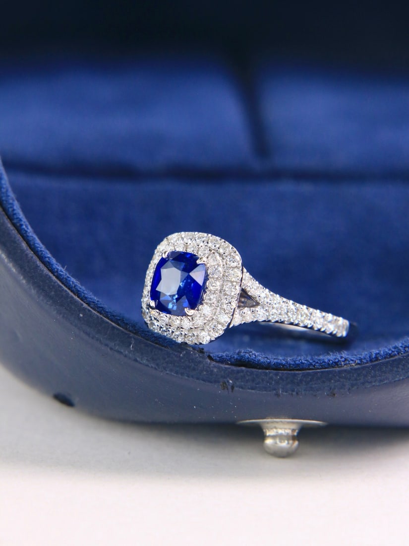 14k Gold 1.55 Ctw Natural Sapphire & Diamond Ring - 3