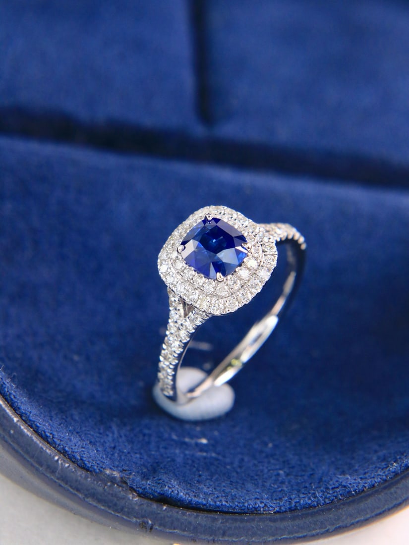 14k Gold 1.55 Ctw Natural Sapphire & Diamond Ring - 4