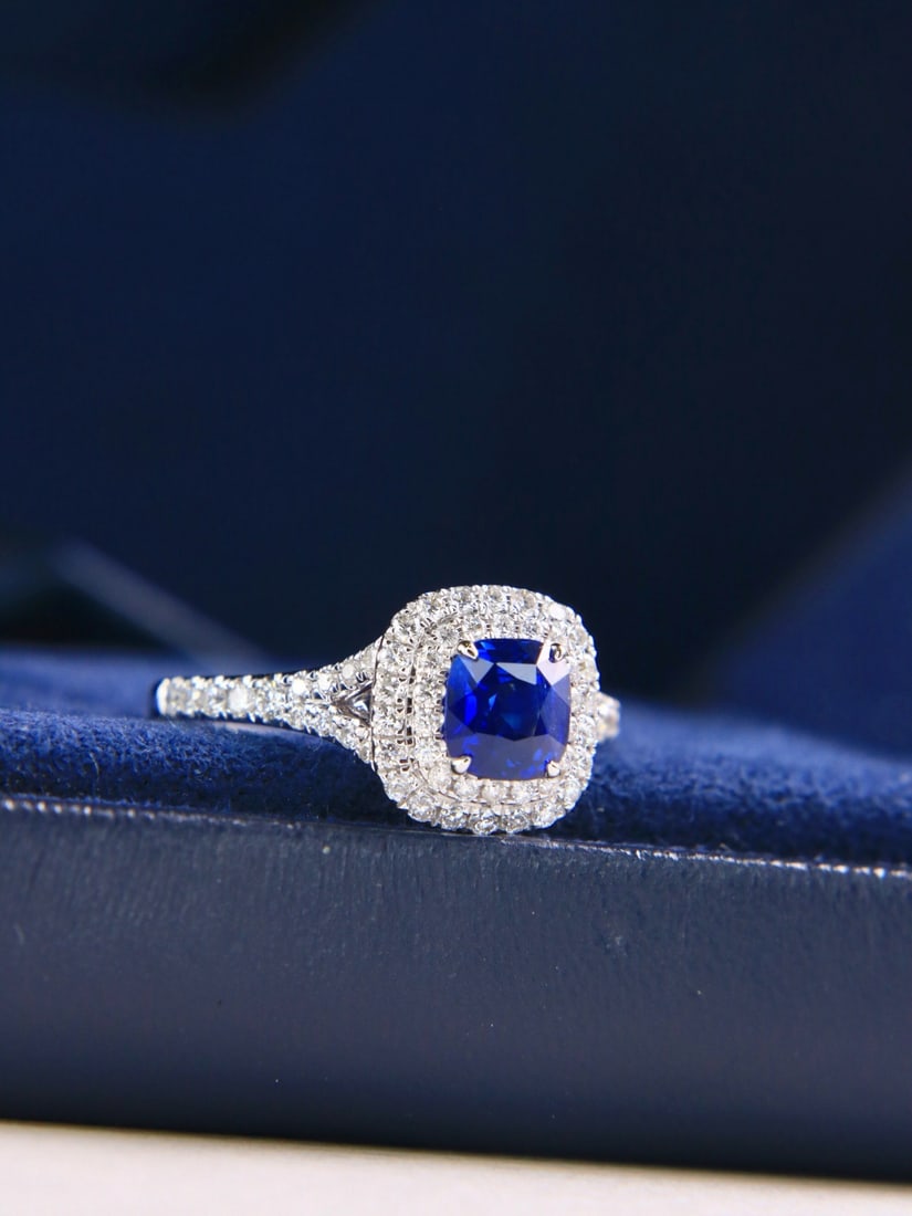 14k Gold 1.55 Ctw Natural Sapphire & Diamond Ring - 5