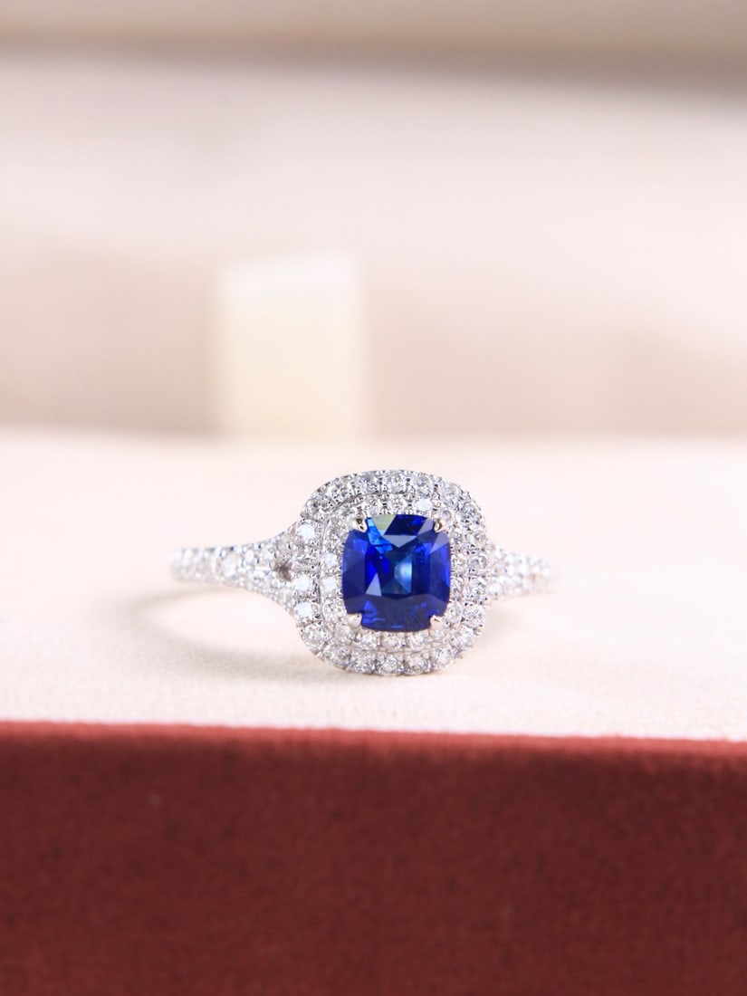 14k Gold 1.55 Ctw Natural Sapphire & Diamond Ring - 6