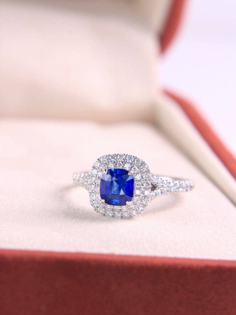 14k Gold 1.55 Ctw Natural Sapphire & Diamond Ring - 7