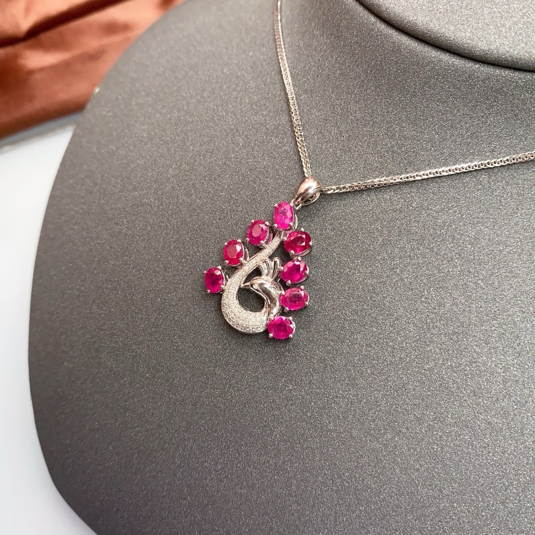 14k Gold 3.30 Ct Natural Ruby & Diamond Pendant( Without Chain ) - 2
