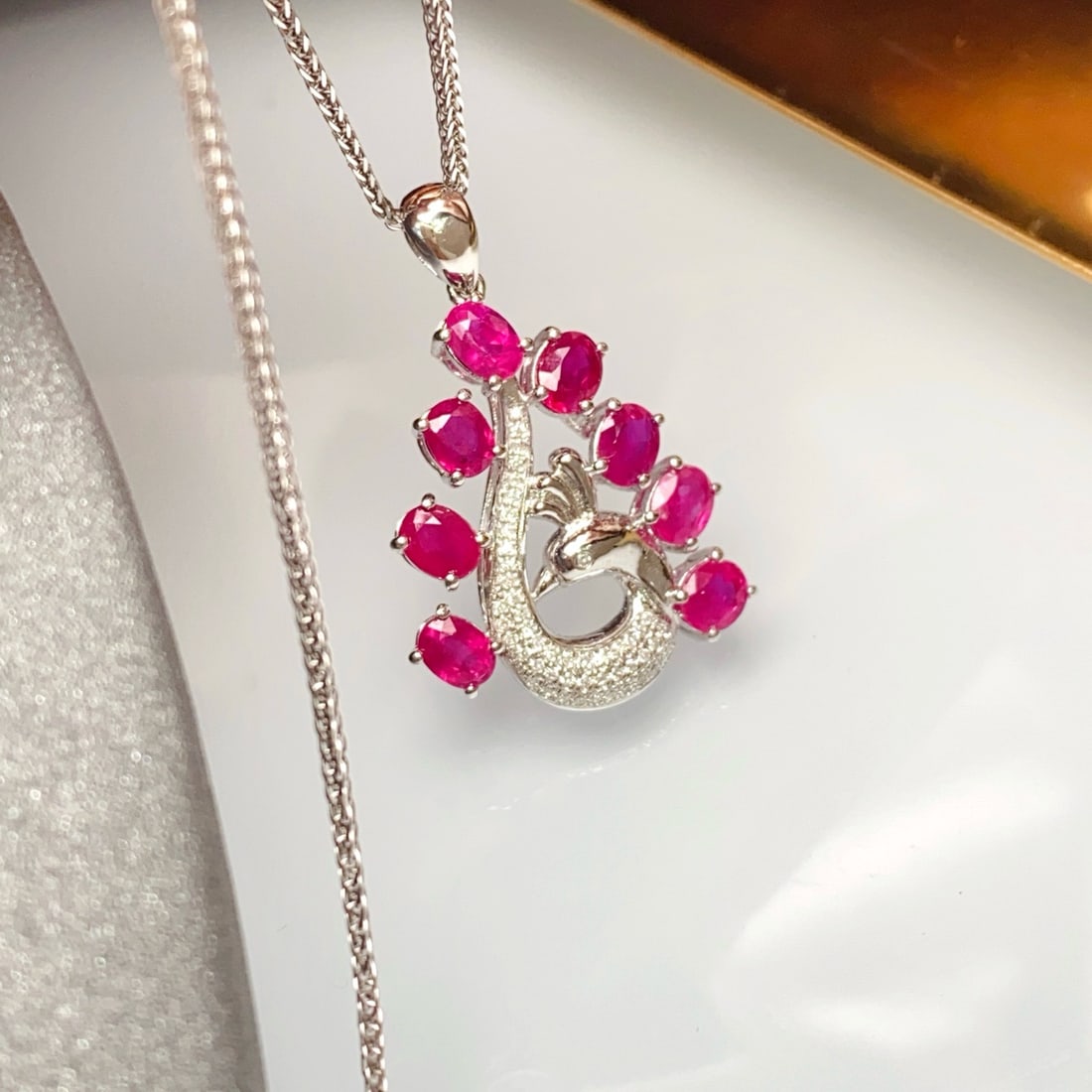 14k Gold 3.30 Ct Natural Ruby & Diamond Pendant( Without Chain ) - 3