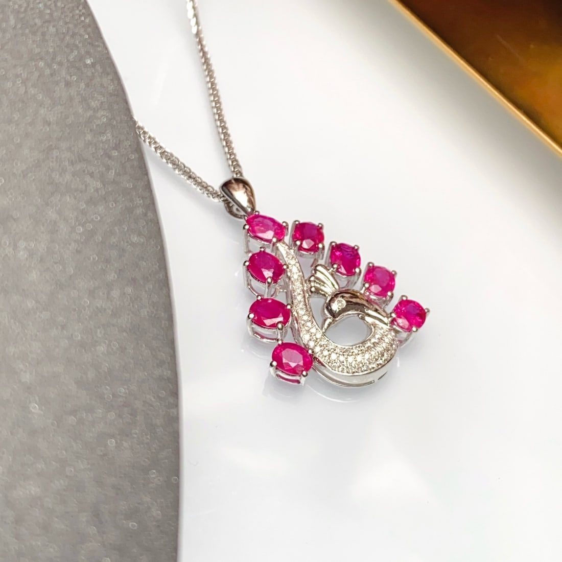 14k Gold 3.30 Ct Natural Ruby & Diamond Pendant( Without Chain ) - 5
