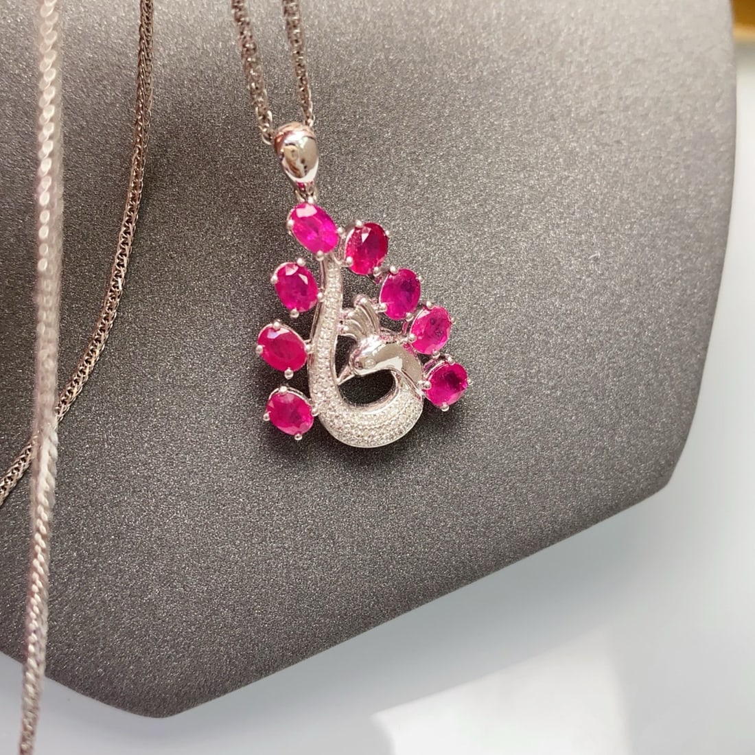 14k Gold 3.30 Ct Natural Ruby & Diamond Pendant( Without Chain ) - 6