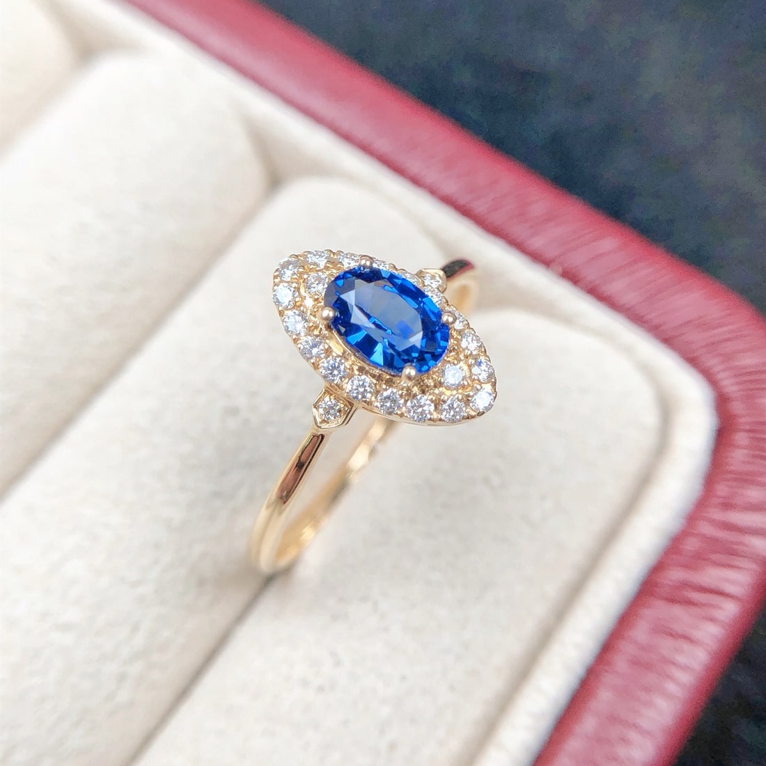 14k Gold 0.82 Ctw Natural Sapphire & Diamond Ring - 2