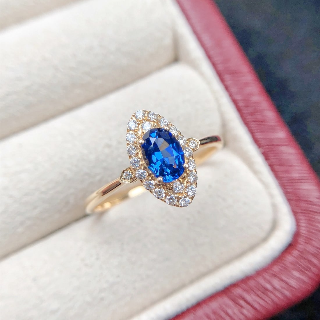 14k Gold 0.82 Ctw Natural Sapphire & Diamond Ring - 3