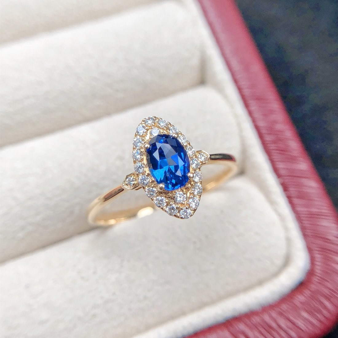 14k Gold 0.82 Ctw Natural Sapphire & Diamond Ring - 4
