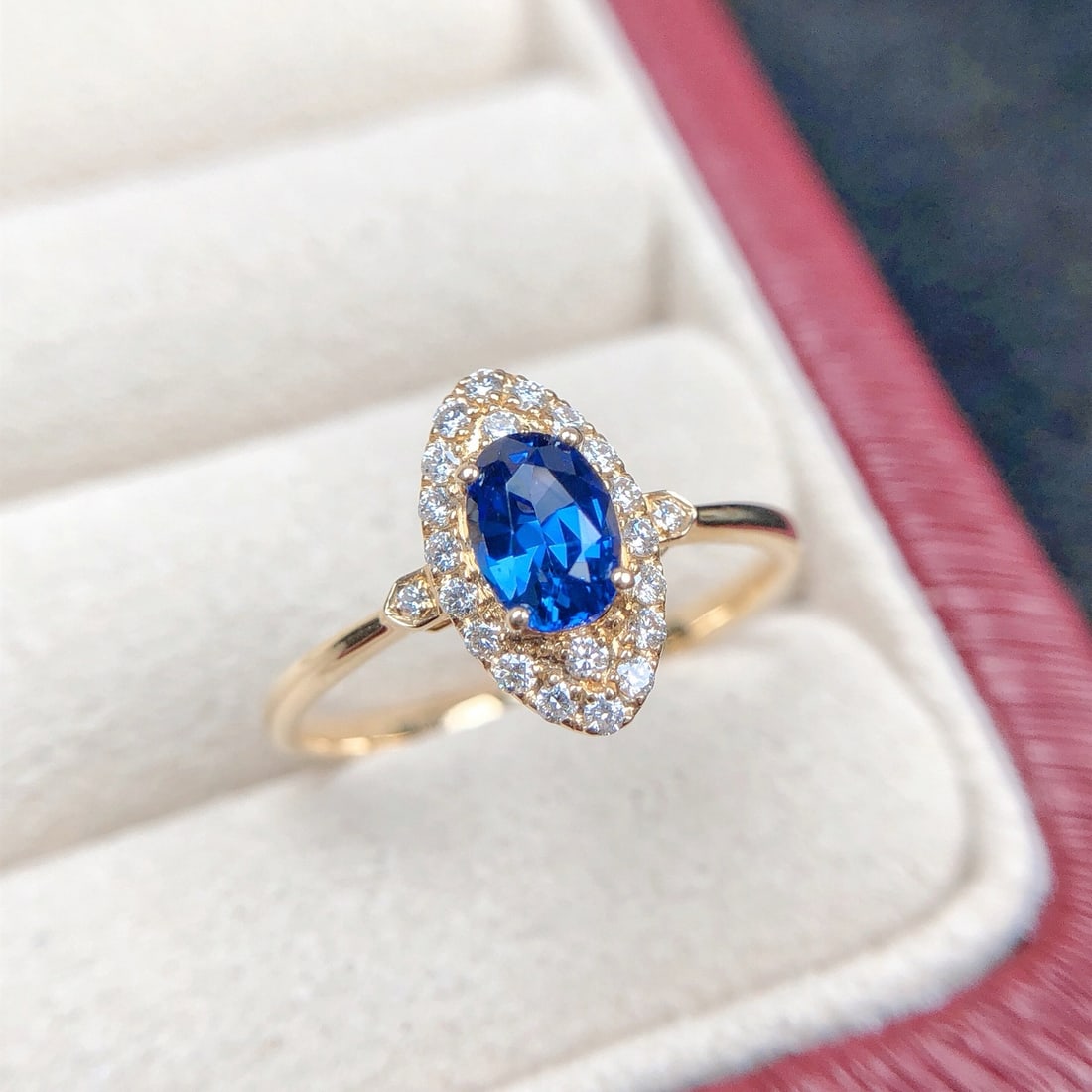 14k Gold 0.82 Ctw Natural Sapphire & Diamond Ring - 5