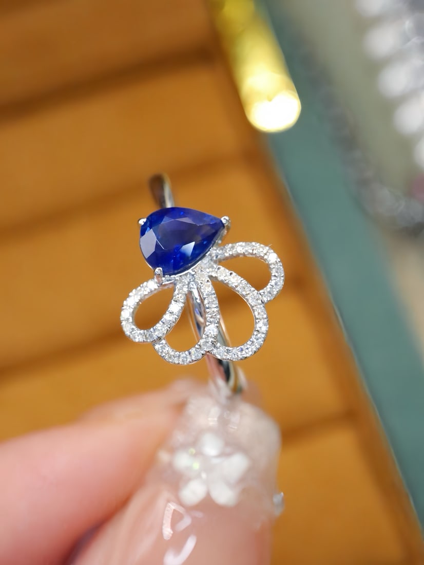 14k Gold 0.85 Ctw Natural Sapphire & Diamond Ring - 2