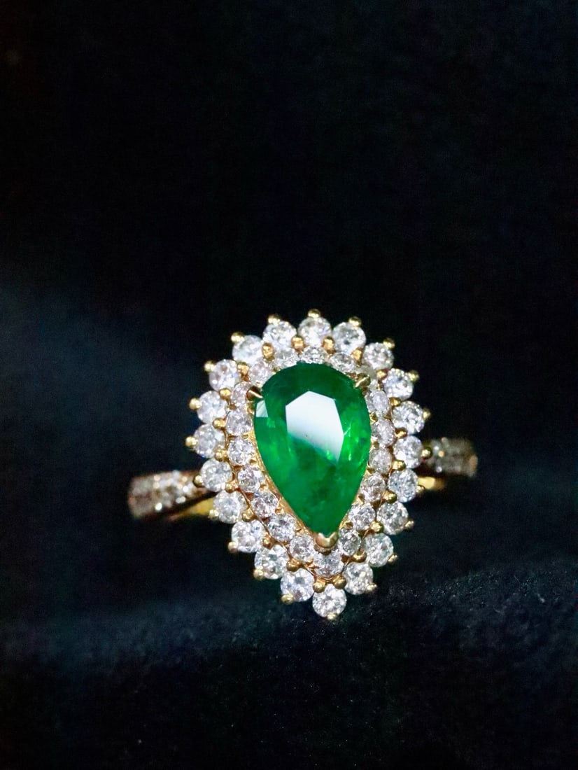 14k Gold 2.37 Ctw Vivid Green Natural Emerald & Diamond Ring - 3