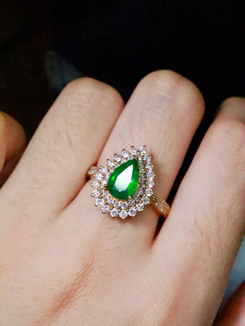 14k Gold 2.37 Ctw Vivid Green Natural Emerald & Diamond Ring - 5