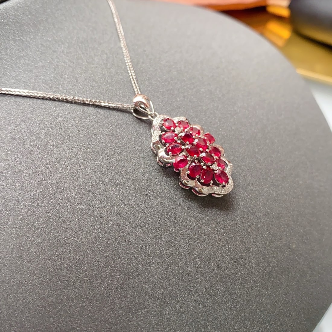 14k Gold 3.00 Ct Natural Ruby & Diamond Pendant( Without Chain ) - 2