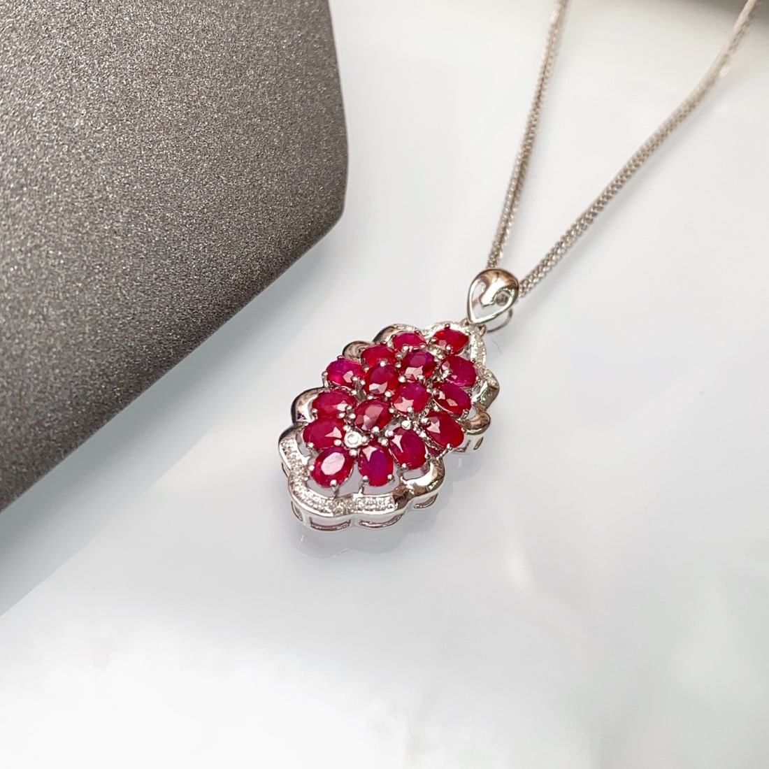 14k Gold 3.00 Ct Natural Ruby & Diamond Pendant( Without Chain ) - 4