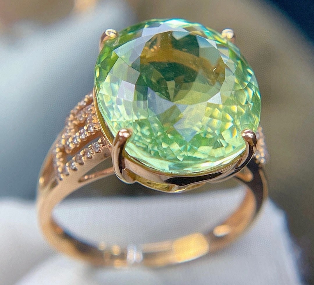 14k Gold 10.18 Ct Natural Tourmaline & Diamond Ring - 3