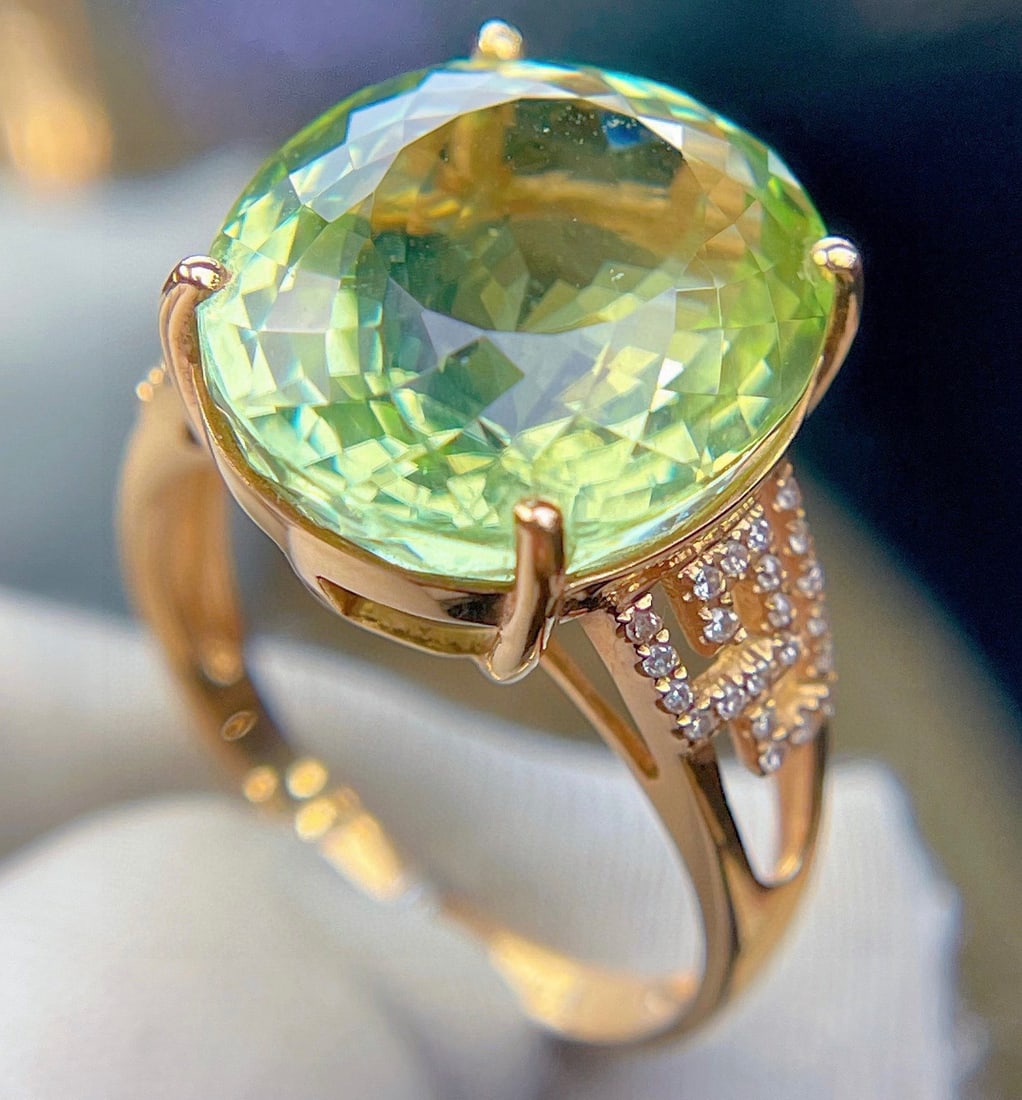14k Gold 10.18 Ct Natural Tourmaline & Diamond Ring - 4